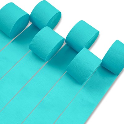 PartyWoo Crepe Paper Streamers Turquoise Teal 6 Rolls 492 ft 1.8 Inch x 82 Ft Rolls