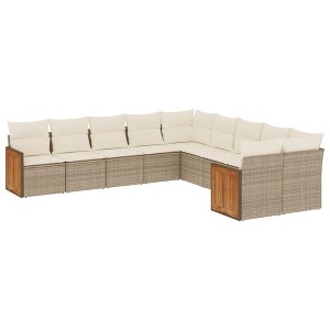 vidaXL 10 Piece Patio Sofa Set with Cushions Beige and Cream Poly Rattan - Without Table - 1 of 4