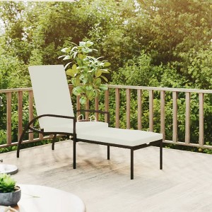 vidaXL Sun Lounger with Footrest PE Rattan Black - 1 of 4