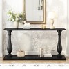HDZNVF Vintage Sofa Table Console Table with Luxurious Pine Veneer and Elegance Vase Leg Design, Black - 2 of 4