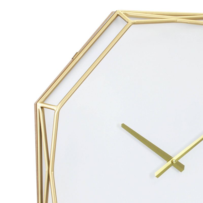 22&#34; Octagon Open Face Wall Clock White/Gold - Stonebriar Collection, 5 of 8