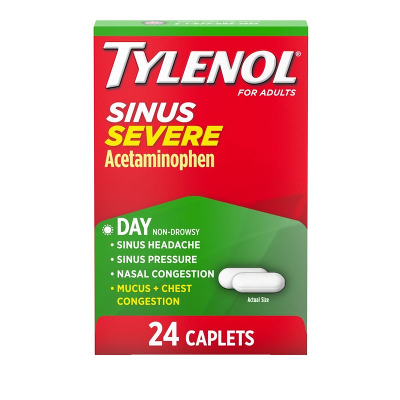Tylenol Sinus Severe Non-Drowsy Pain & Congestion Relief Caplets - Acetaminophen - 24ct, 1 of 10