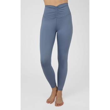 Yogalicious - Lux High Waist Flare Leg V Back Yoga Pants with Elastic Free  Crossover Waistband - Denim Blue - X Small