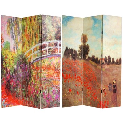 6" Double Sided Works of Monet Canvas Room Divider - Oriental Furniture