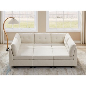 VANOMi Chenille Sectional Sofa with Ottoman - 1 of 4
