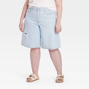 Women's High-Rise Long Denim Shorts - Universal Thread™ - 1 of 3