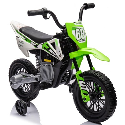 12V Electric Dirt Bike, Kids Electric Motorcycle with 25W*2 Motor, Twist Grip Throttle, Training Wheels, Spring Suspension