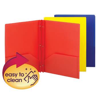 Smead Poly Two-Pocket Folder with Tang Style Fasteners, Letter Size, 3 per Pack