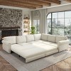 L-Shaped Sofa with Pull-Out Bed, Convertible Sleeper Couch with Nailhead Trim and Rolled Arms, Chenille Sofa with Iron Frame-Coolbibila - 2 of 4