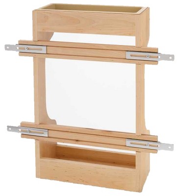 Natural Maple Wood Under Sink Cabinet Storage Organizer with Chrome Rails