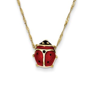 Black Bow Jewelry 10mm 3D Ladybug 16 Inch Necklace in 14k Yellow Gold and Enamel - 1 of 4