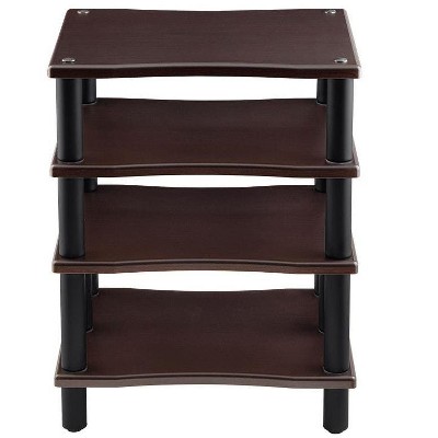 Espresso MDF and Steel 4-Tier Audio Stand with Open Air Design