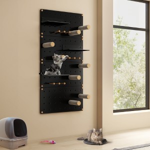 Sevobal Pet Tower Wall Mounted Cat Shelves and Steps, Floating Cat Tree on Pegboard, Cat Climber Set, Black, 15.74"*7.87"*31.49" - 1 of 4