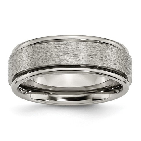 Black Bow Jewelry 8mm Titanium Brushed Center Grooved Edge Comfort Fit Band - image 1 of 4