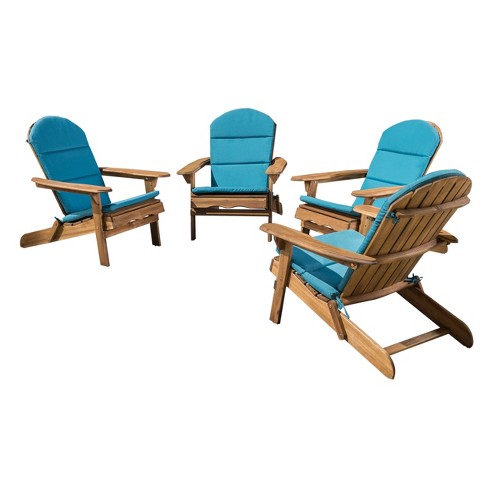 Malibu 4pk Acacia Adirondack Chairs Natural Teal Christopher