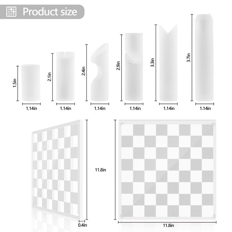 OnDisplay 3D Luxe Acrylic Smoke & Frost Luxury Laser-Cut Chess Set, 4 of 8