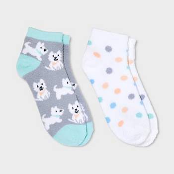 Women's 2pk Westie Cozy Low Cut Socks - Gray/White 4-10