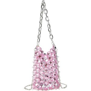 FATMOON Women's Acrylic Transparent Crystal Evening Handbag - Small Square Crossbody Bag with Beaded Detail - 1 of 4