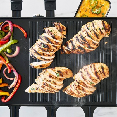 Black Nonstick Electric Griddle with Reversible Grill Plate