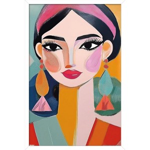 Trends International Reinders: Portraits - Vibrant Woman I Framed Wall Poster Prints White Framed Version 14.725" x 22.375" - 1 of 4