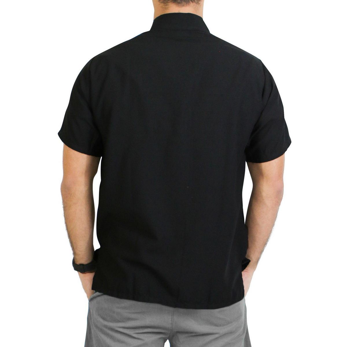 HAPPY BAY Mens Short Sleeve Button Down Casual Camp Beach Shirts Business Dress Shirts for Men Vacation Solid Shirts with Pocket 7XL, Black, Plain - thumbnail 3