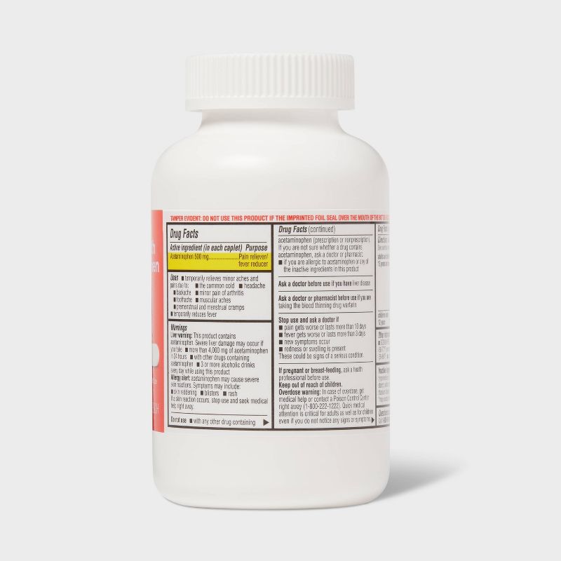 Acetaminophen Extra Strength Pain Reliever & Fever Reducer Caplets - up & up™, 4 of 7