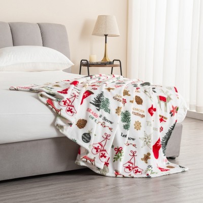 Velvet Plush Fleece Holiday Printed Warm and Cozy Throw Blanket - Great Bay Home