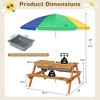 Costway 3-in-1 Kids Picnic Table Wooden Outdoor Sand & Water Table with Umbrella Play Boxes Natural/Blue/Green - 4 of 4