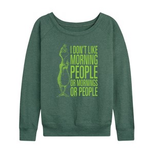 Women's - Dr. Seuss -  Lightweight French Terry Wide Neck Long Sleeve Shirt - 1 of 4