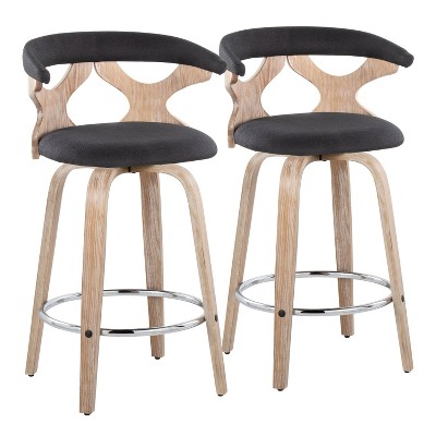 Set of 2 Gardenia Counter Height Barstools - LumiSource: Swivel, Upholstered, Foam-Filled