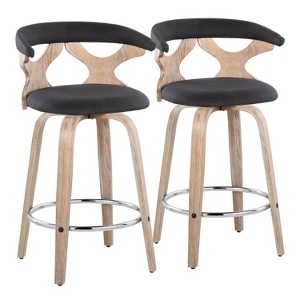 Set of 2 Gardenia Counter Height Barstools - LumiSource: Swivel, Upholstered, Foam-Filled - 1 of 4
