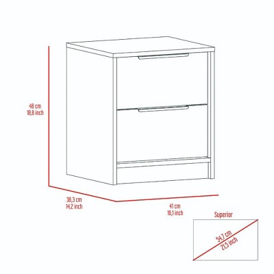 Modern Light Oak and White 2-Drawer Nightstand