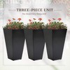 Okak 3 Pack 28" Tall Planters with Drainage Hole, Stylish Indoor & Outdoor Flower Pots for Porch, Patio, Deck - 2 of 4