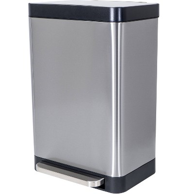 13-Gallon Modern Stainless Steel Kitchen Trash Can with Foot Step Pedal  Design