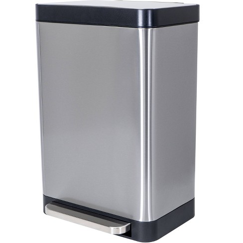 Honey-Can-Do Tall Slim 40-Liter Stainless Steel Step Trash Can ,Silver