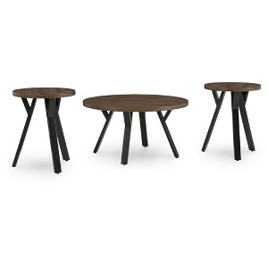 Signature Design by Ashley Elbrynn 3-Piece Coffee Table Set with End Tables - Brown/Black Finish - 1 of 4