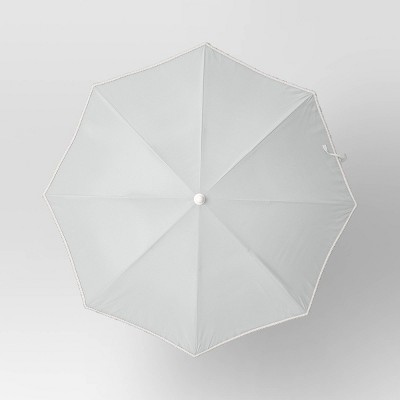 6.5&#39;x6.5&#39; Round Outdoor Patio Beach Umbrella with Fringe Ivory - Threshold&#8482;_3