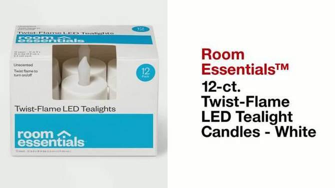 12ct Twist-Flame LED Tealight Candles White - Room Essentials&#8482;, 2 of 8, play video