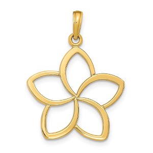 Black Bow Jewelry 14k Yellow Gold 22mm Plumeria Silhouette Pendant - 1 of 4
