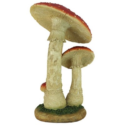 Mystic Forest Red and Tan Resin Mushroom Statue