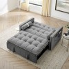 MAYEERTY 55.5 Inch Modern Pull Out Sleep Sofa Bed 2 Seater Loveseat Side Pockets Adjustable Backrest Lumbar Pillows Apartment Office Living Room - 3 of 4