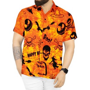 LA LEELA Mens Hawaiian Shirts Short Sleeve Button Down Shirt Men's Halloween Costumes Shirt Summer Beach Casual Shirts for Men Funny - 1 of 4