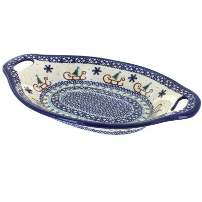 Blue Rose Polish Pottery 110 Vena Bread Tray with Handles