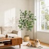 4/5/6/7FT Artificial Ficus Tree with Black Planter - Realistic Wood Trunk, Green Moss & Fruits for Home/Office Decor - 3 of 4
