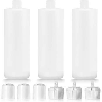 IMPRESA - 3 Pack 16oz Plastic Bottle with 6 Caps in 2 Styles - BPA Free Latex-Free, Food-Grade, Great for Shampoo, Body Wash, Sauce and More