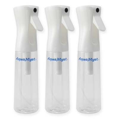 AquaMyst Fine Mist Continuous Spray Bottle 300ml (10.14 oz) - Ergonomic, Durable, Clear Plastic Plant Mister, Misting Water Bottle for Hair Stylists,