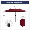 Maggift Large Patio Umbrella, Twin Umbrella Outdoor Patio, Double-Sided Rectangle Market Umbrella for Pool Lawn Garden Red, 181.1"*106.2"*94.5" - 3 of 4