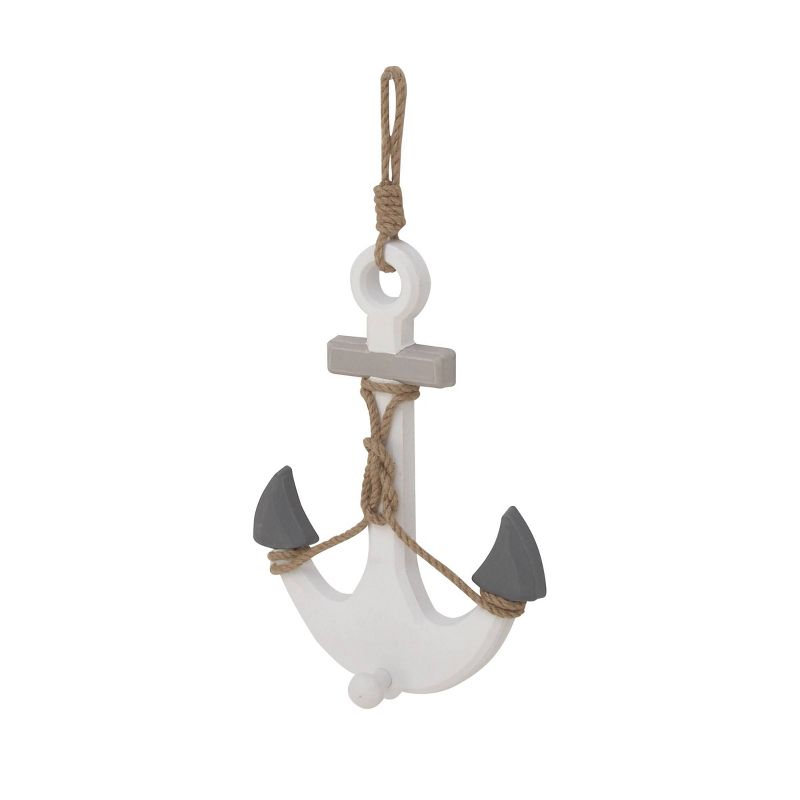 Wooden Anchor Wall Decor with Hanging Rope White - Olivia &#38; May, 2 of 8