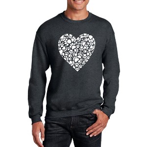 LA Pop Art Men's Word Art Crewneck Sweatshirt - Paw Prints Heart - 1 of 4