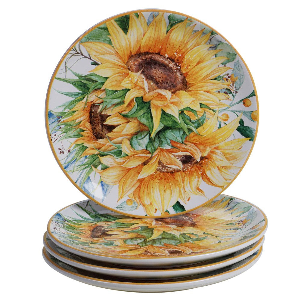 Photos - Other kitchen utensils Certified International 9" 4pk Earthenware Sunflower Fields Salad Plates  